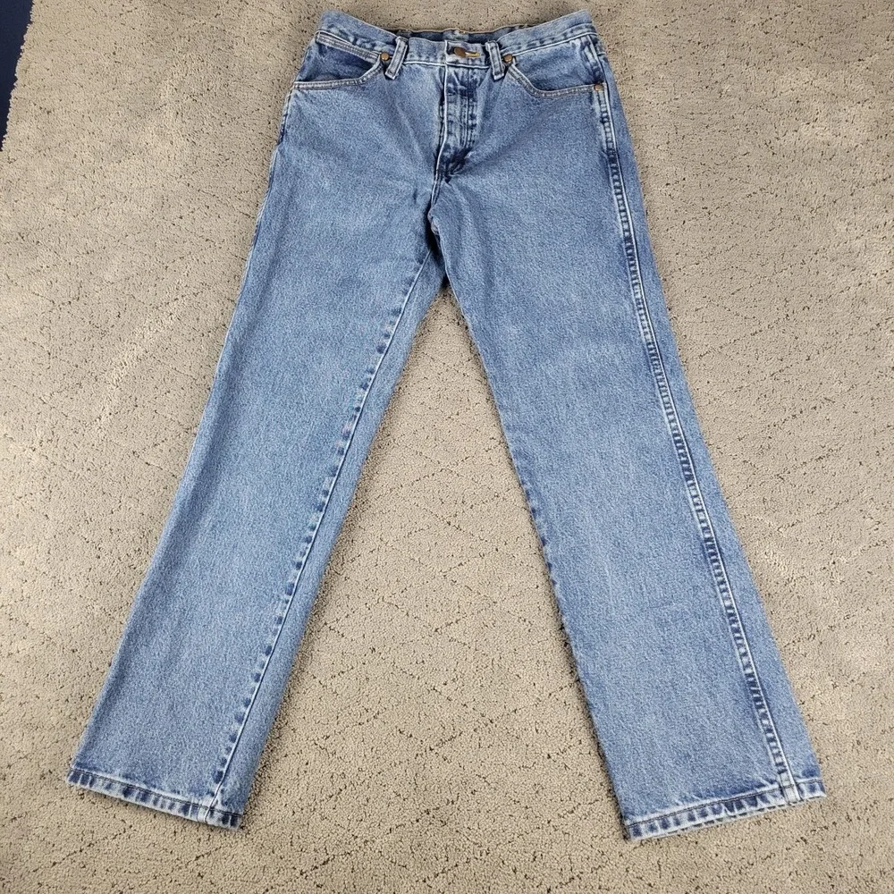 Wrangler Jeans Mens 30x30 Blue Cowboy Cut Slim Fit Medium Wash Western Workwear